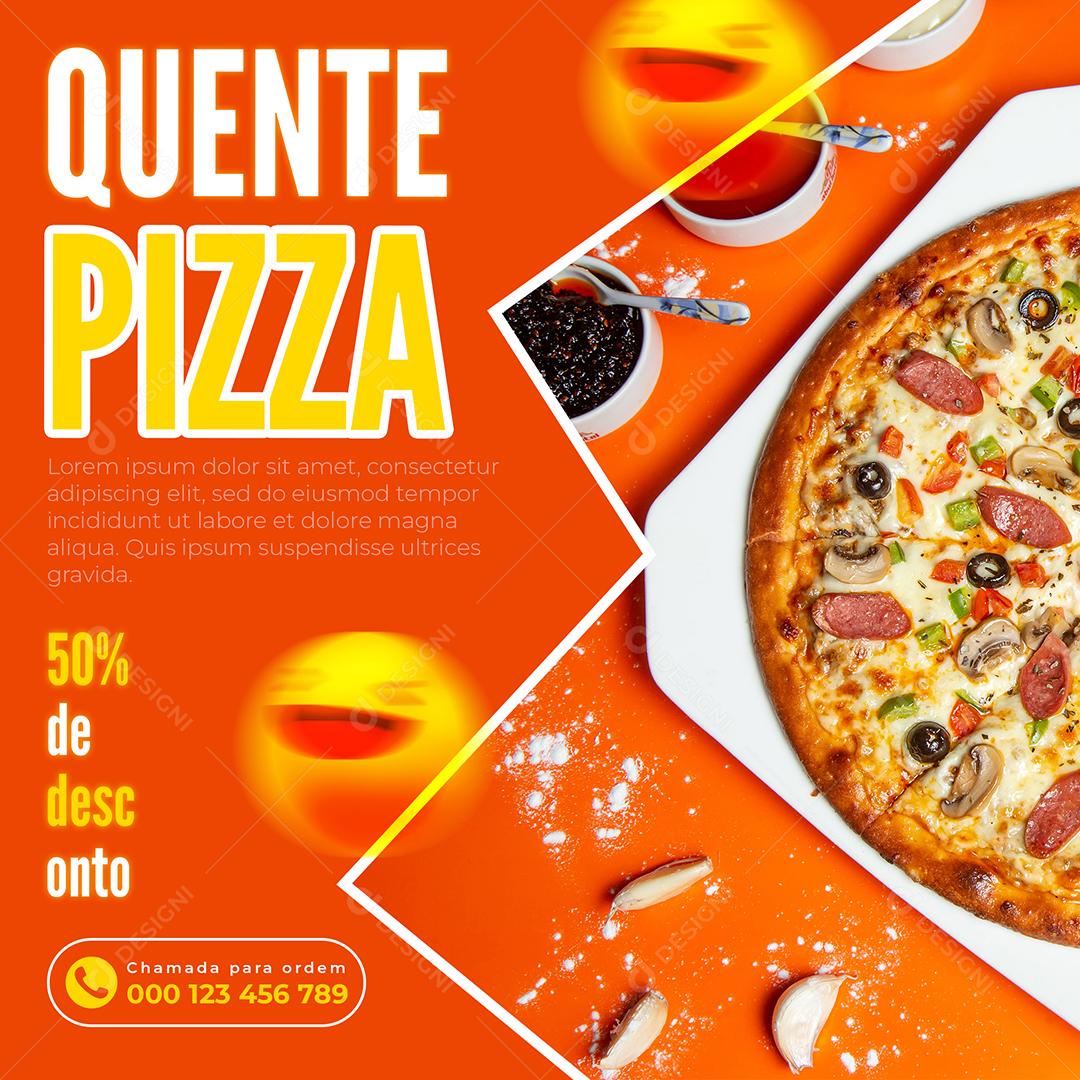 Social Media Pizzaria Quente Pizza 50% de Desconto PSD Editável
