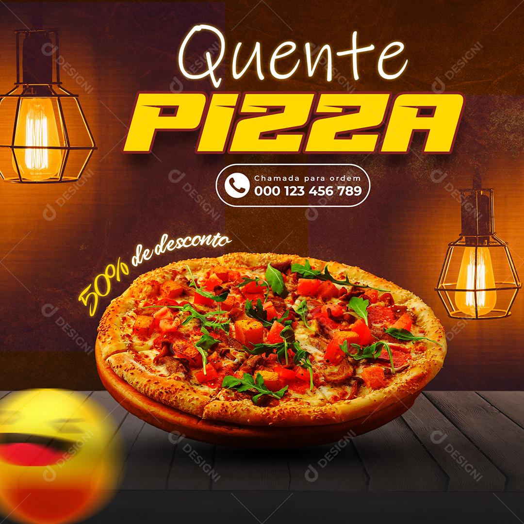 Social Media Pizzaria Quente Pizza 50% de Desconto PSD Editável