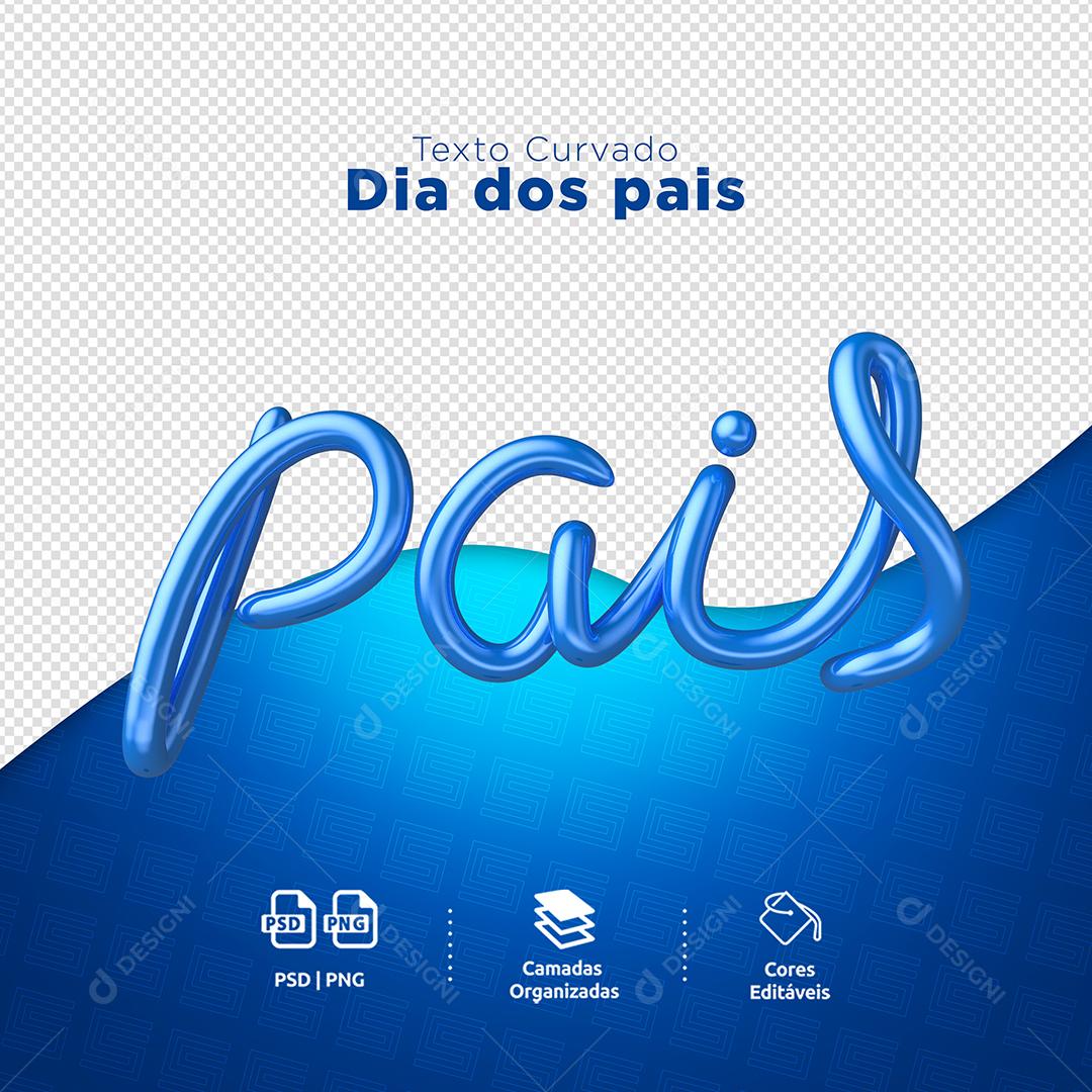 Pais Texto 3D Azul para Composição PSD