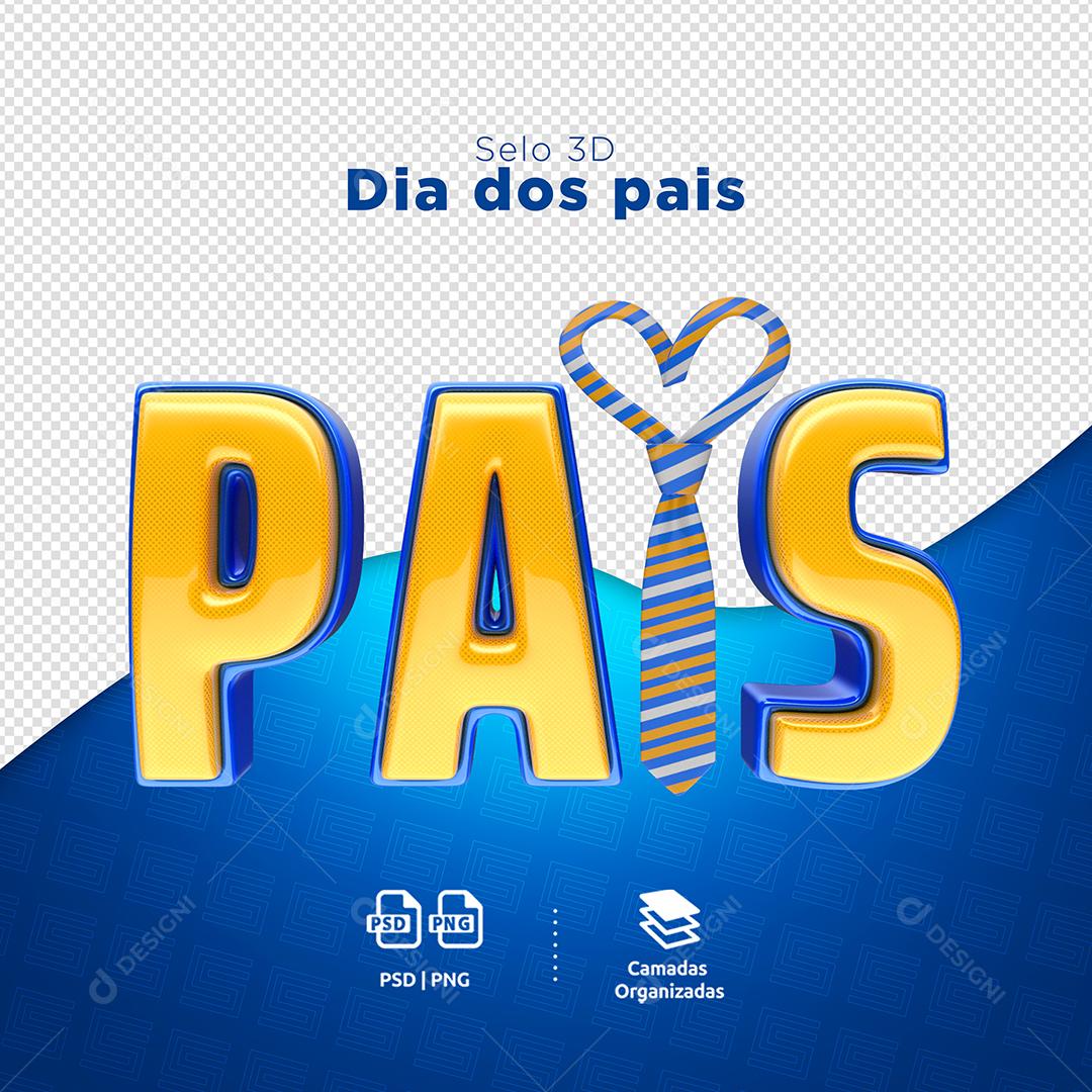 Pais Texto 3D Dourado para Composição PSD