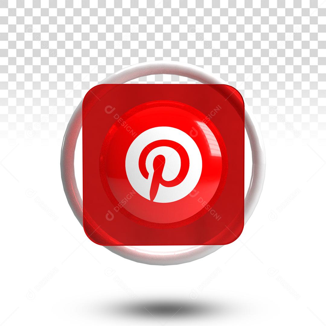 Pinterest Elemento 3D Vermelho Para Composição PSD