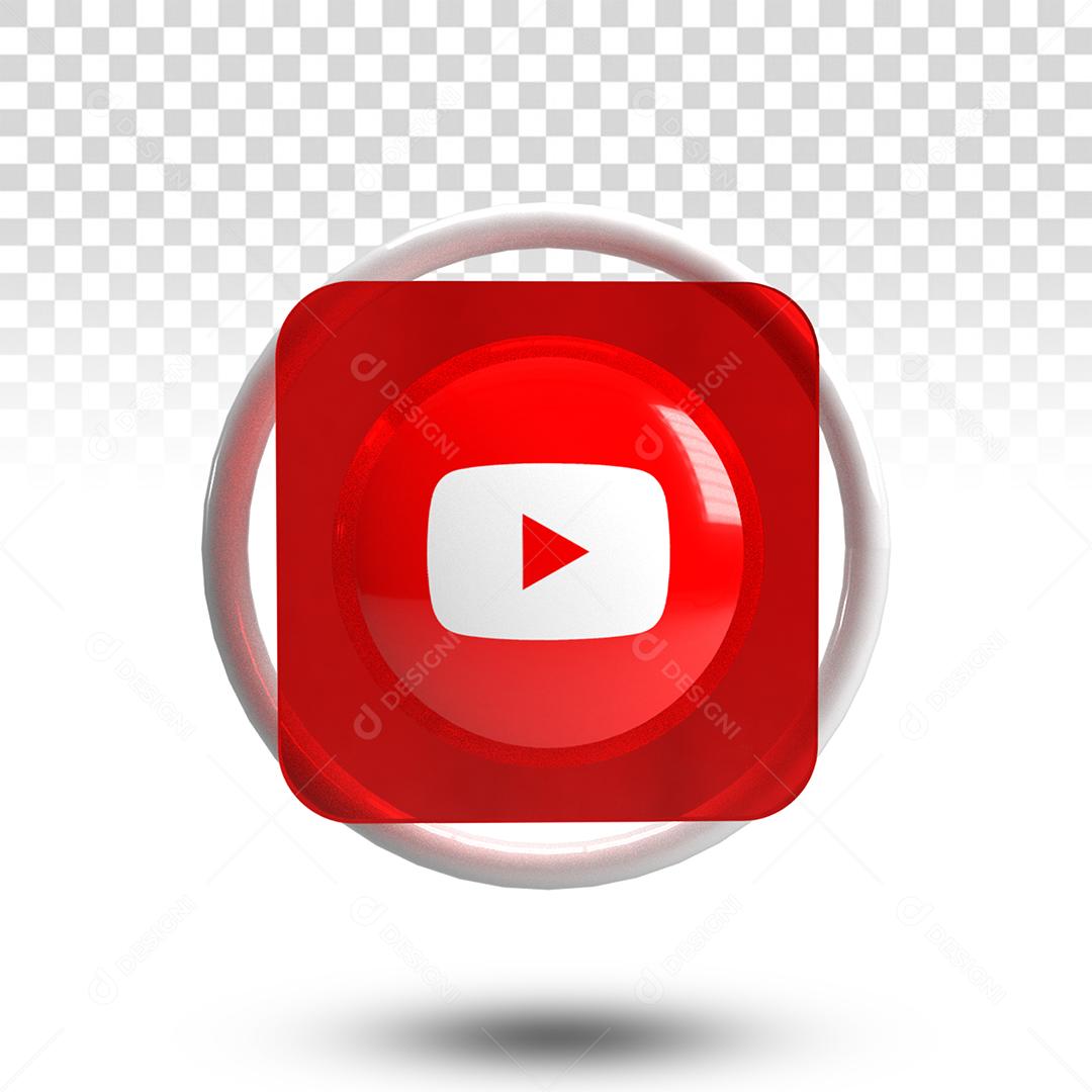 Youtube Elemento 3D Vermelho Para Composição PSD