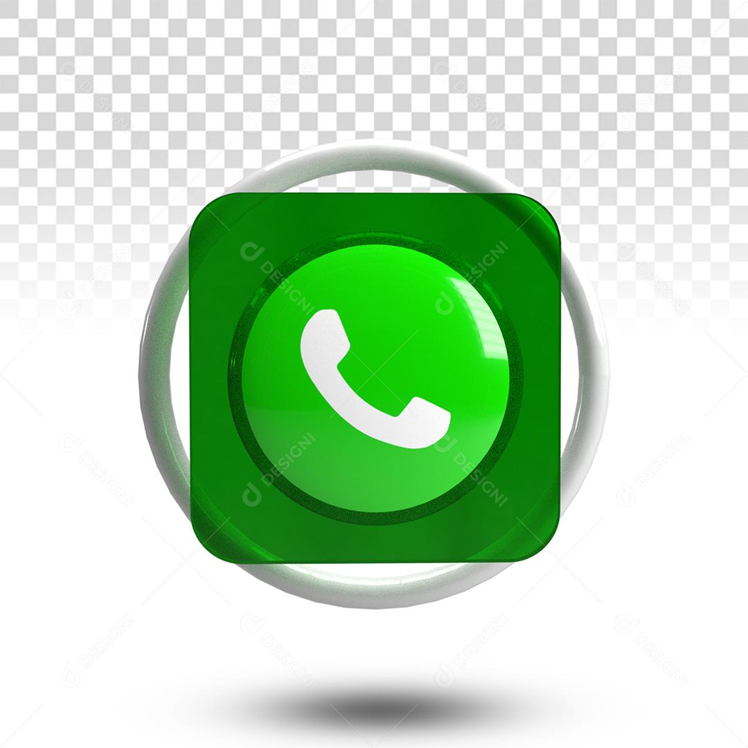 Ícone 3D Telefone Verde Para Composição PSD