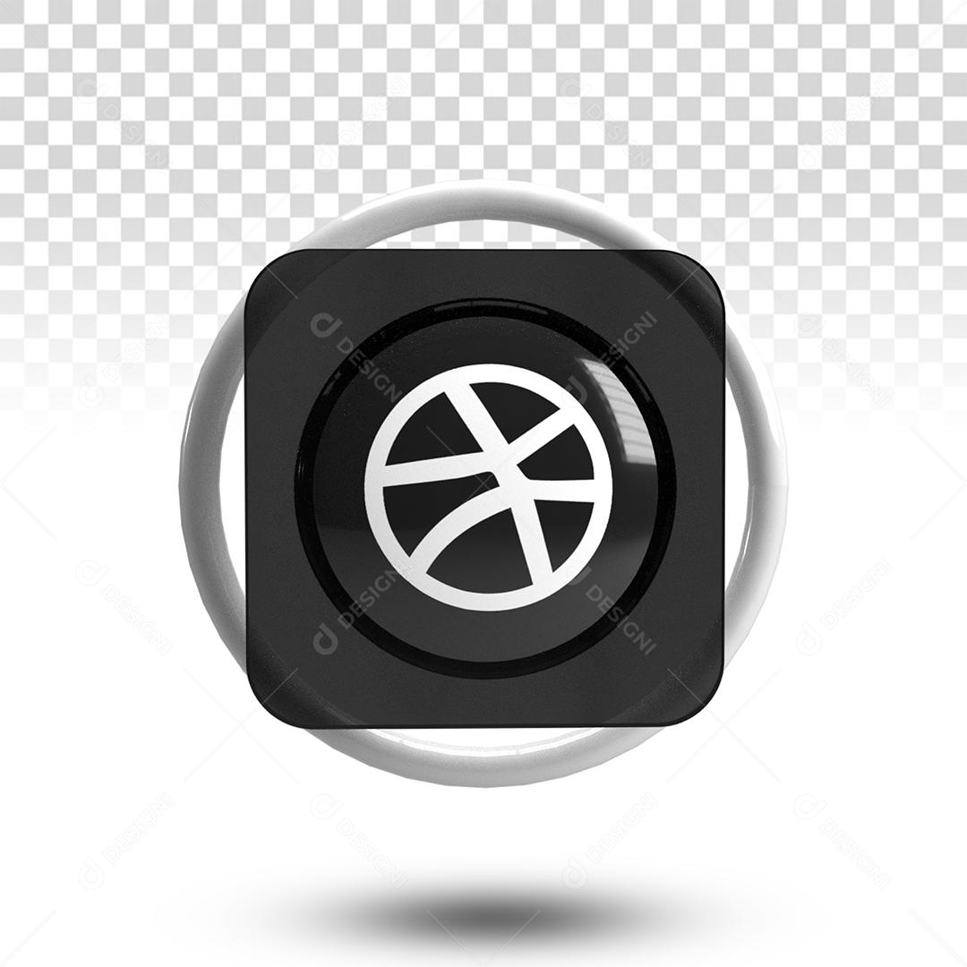 Dribbble Preto Elemento 3D Para Composição PSD