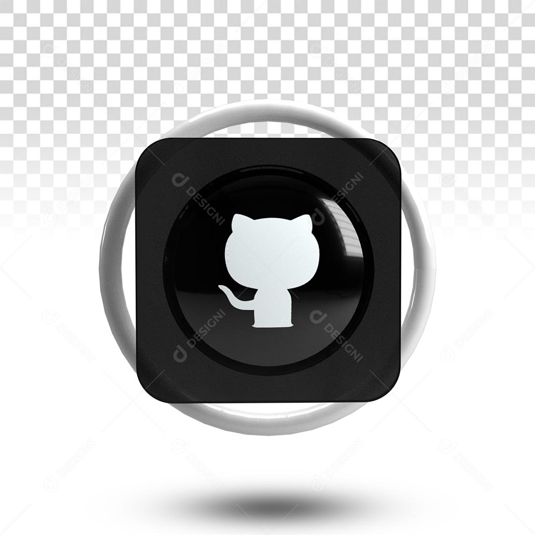 Ícone 3D GitHub Elemento para Composição PSD