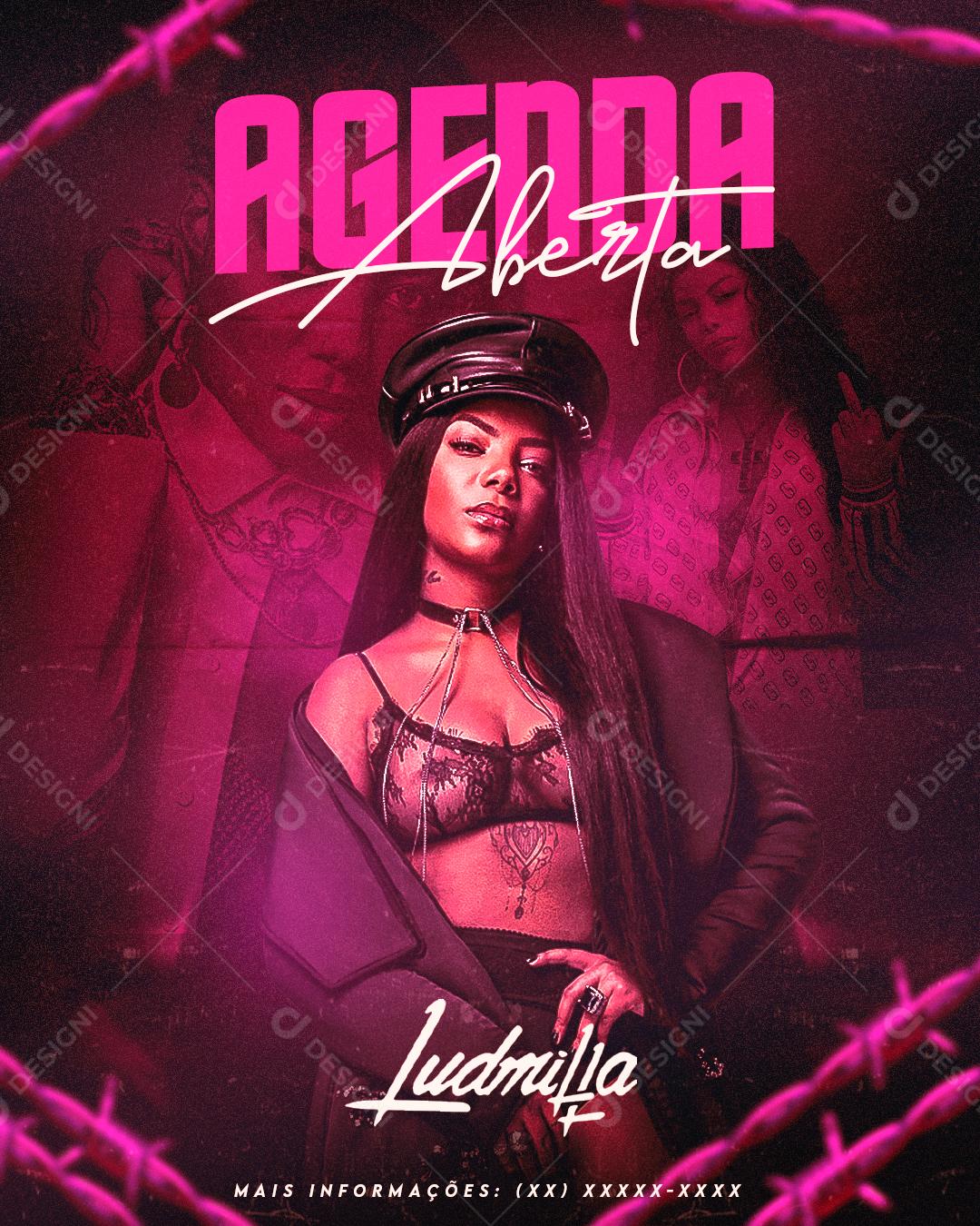 Flyer Story Agenda Aberta Cantora Mc Ludmila Social Media PSD Editável