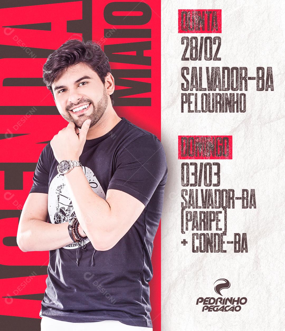 Flyer Story Agenda de Maio Cantor Pedrinho Pegação Social Media PSD Editável