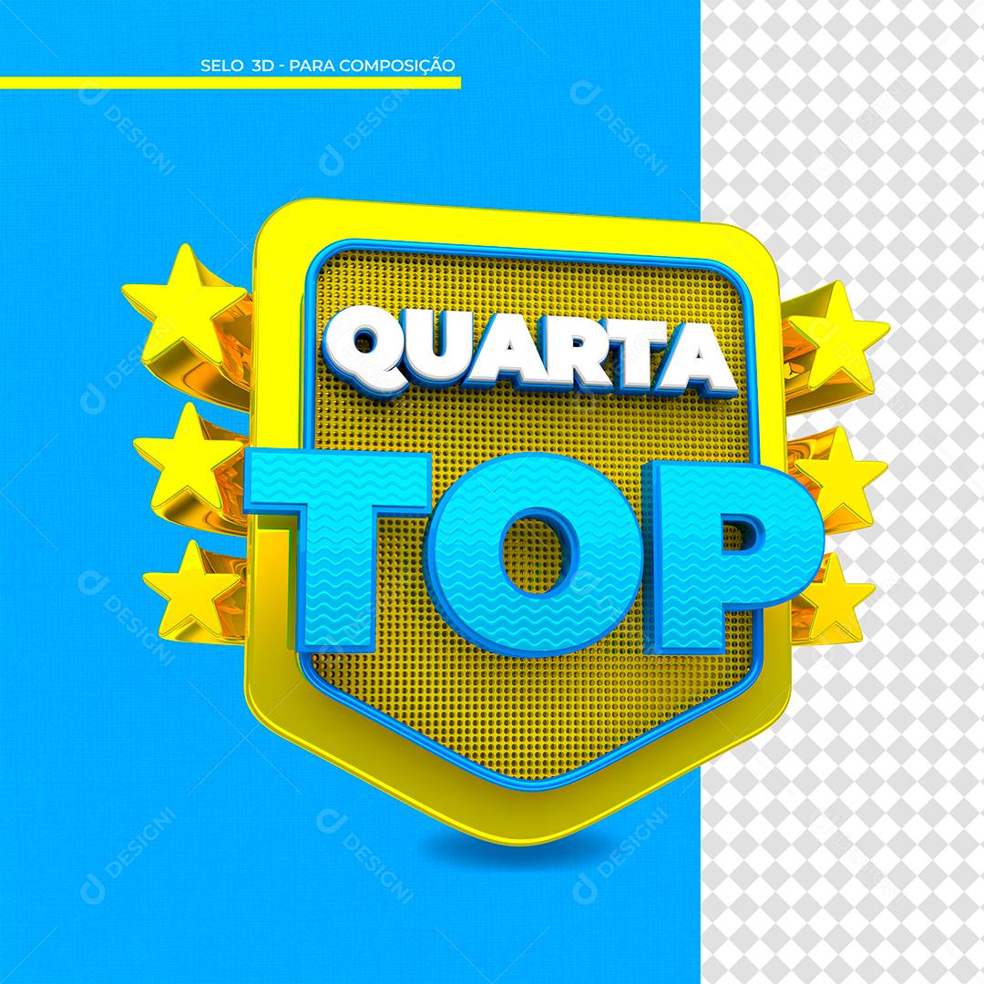 Quarta Top Selo 3D Branco e Azul para Composição PSD