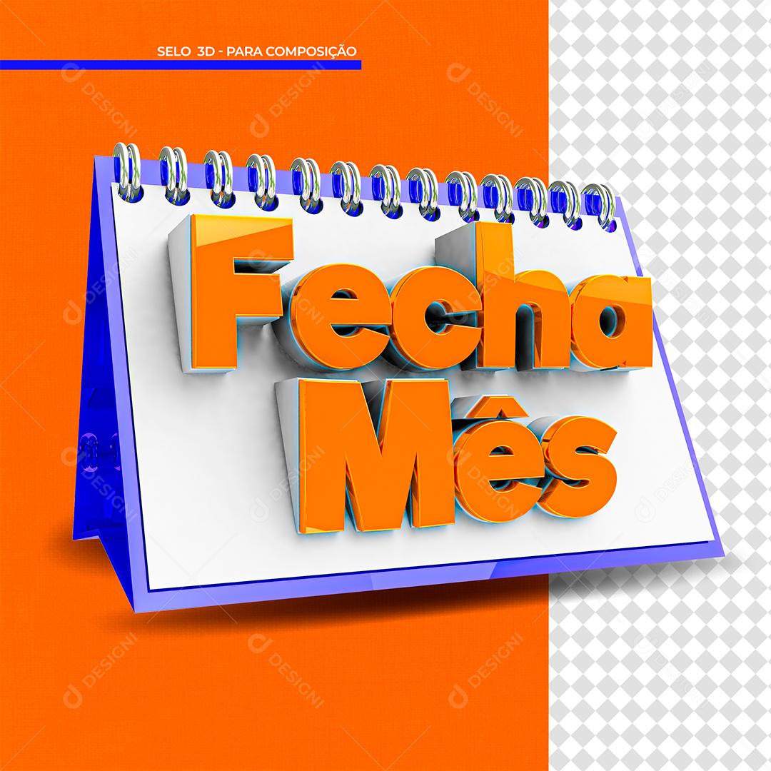 Closing Month 3D Orange Stamp for Composition PSD