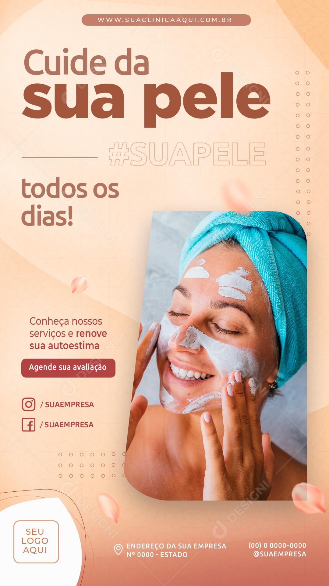 Social Media Story Clínica Cuide da Sua Pele Todos os Dias PSD Editável