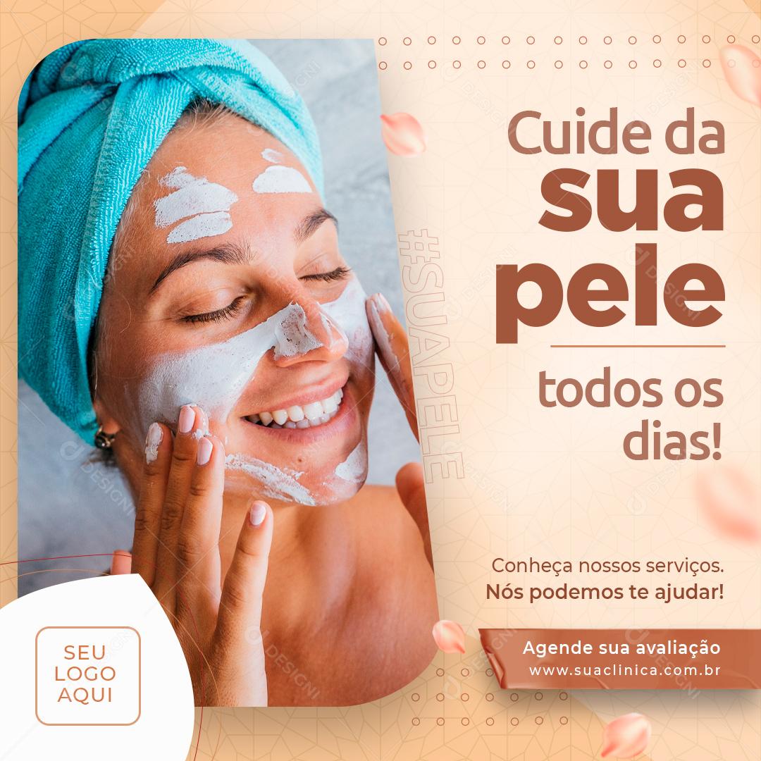 Social Media Feed Clínica Cuide da Sua Pele Todos os Dias PSD Editável