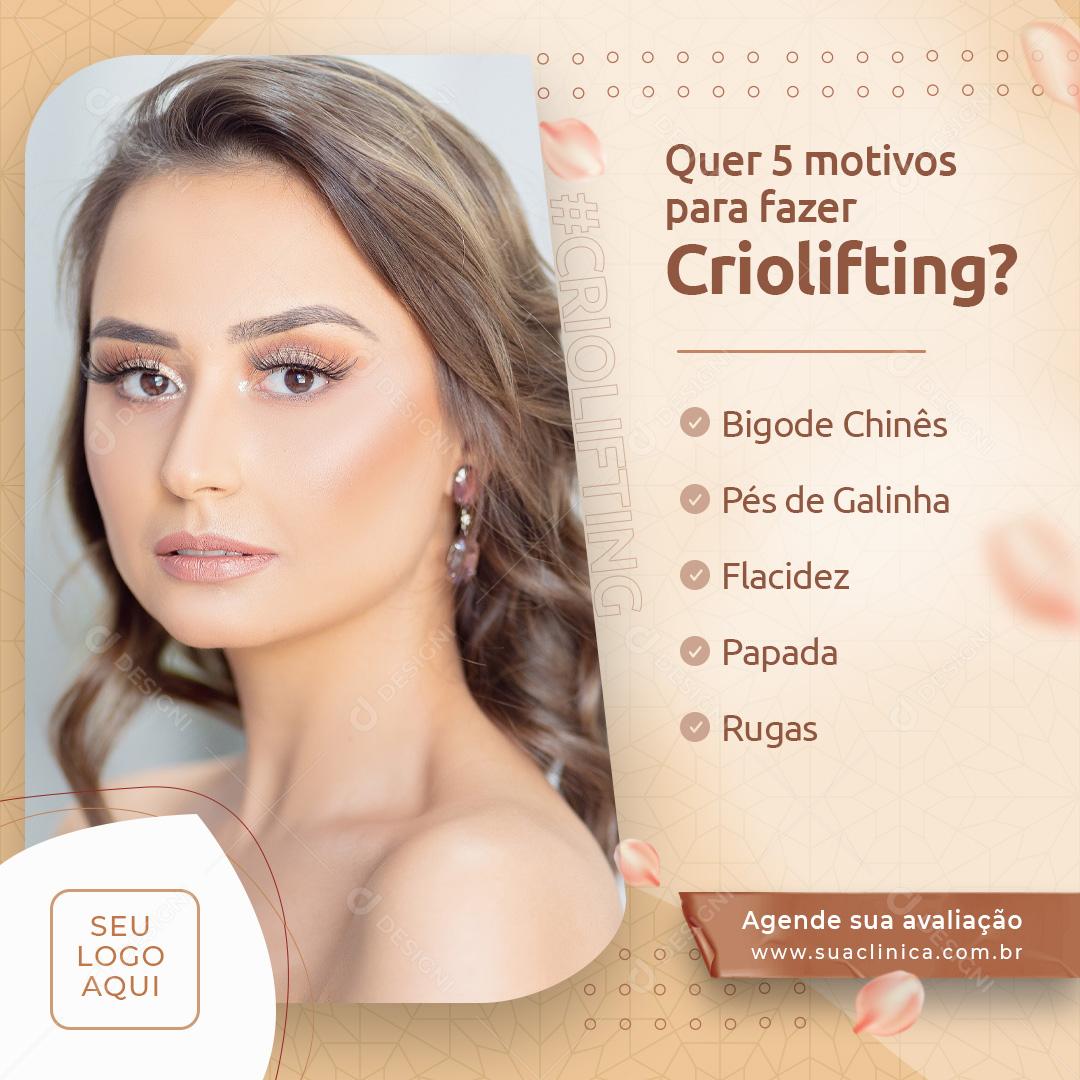 Social Media Feed Quer 5 Motivos Para Fazer Criolifting PSD Editável