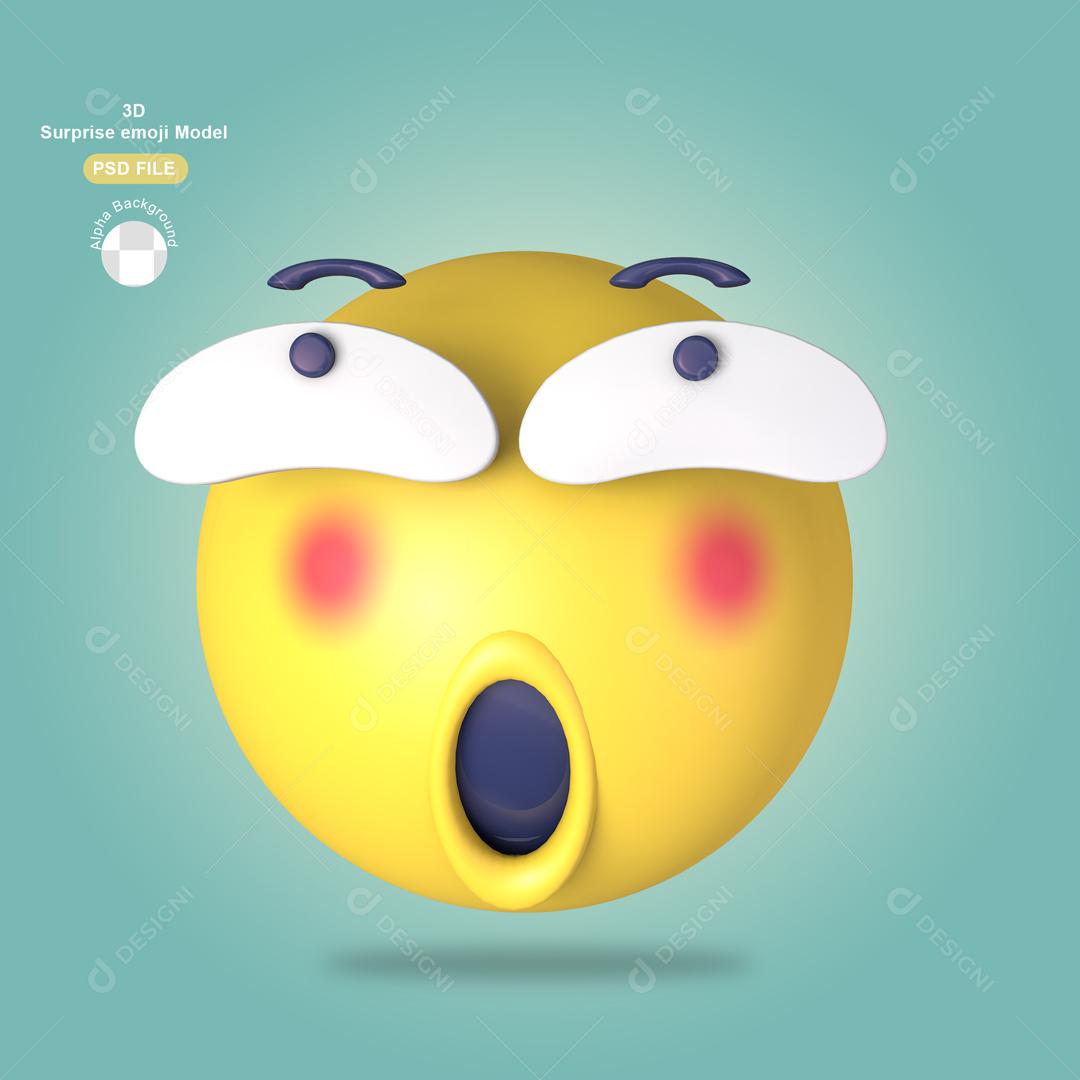 Emoji 3D Reação de Surpresa Elemento Para Composição PSD