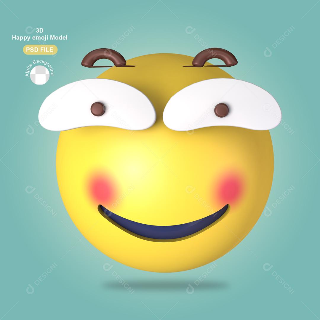 Emoji 3D Reação Feliz Elemento Para Composição PSD