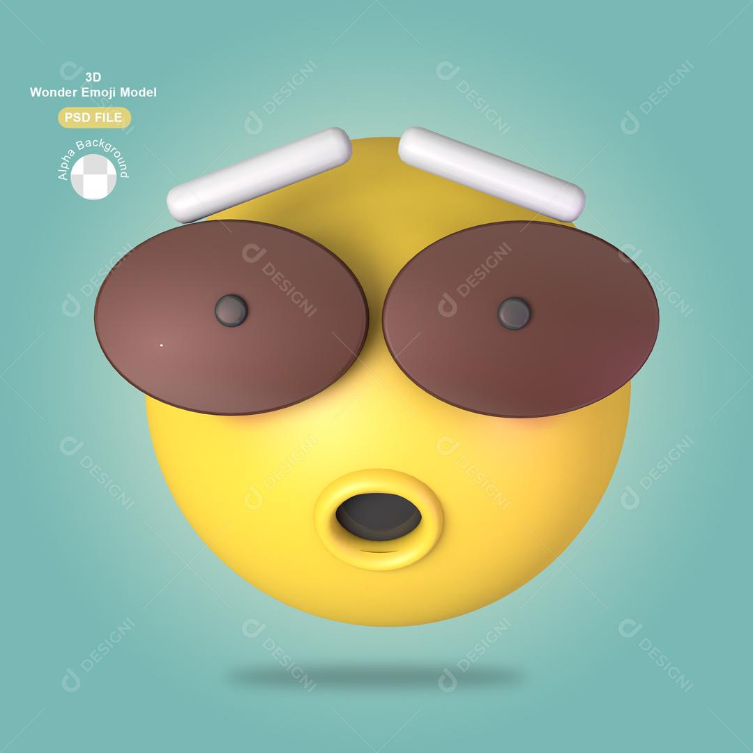 Emoji 3D Reação Bravo e Surpreso Elemento Para Composição PSD