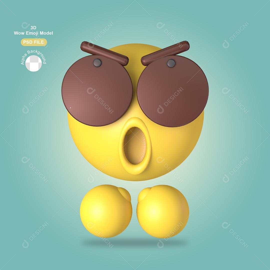Emoji 3D Reação de Bravo Elemento Para Composição PSD