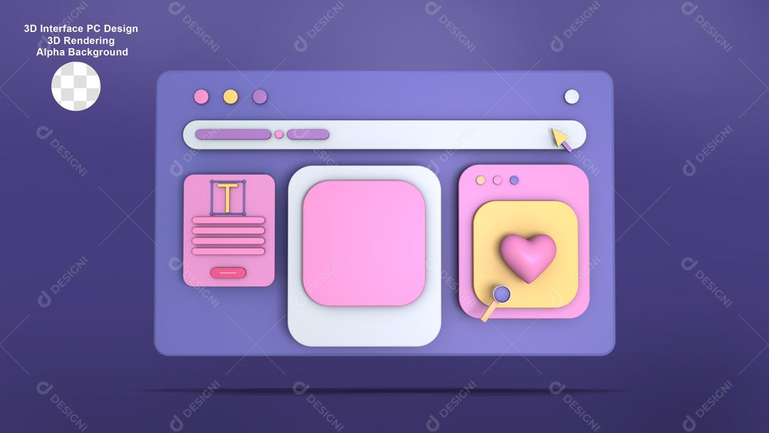 Computador de Interface de Usuário 3D Elemento para Composição PSD