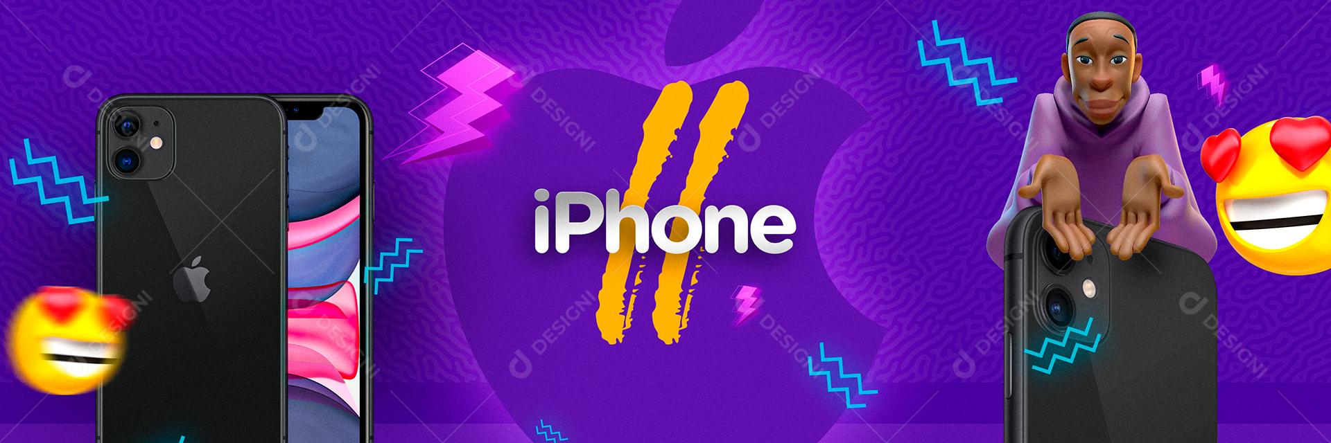 Social Media Loja de Eletrônicos Carrossel Iphone Celulares PSD Editável