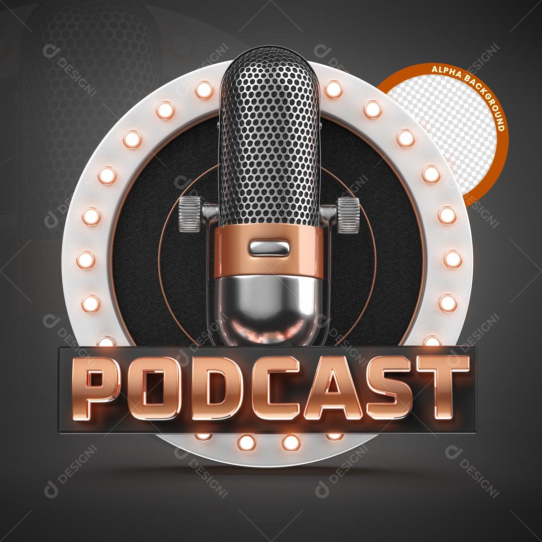 Podcast Selo 3D para Composição PSD