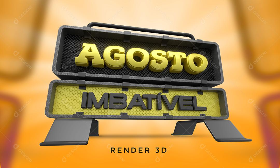 Selo 3D Agosto Imbatível Para Composição PSD