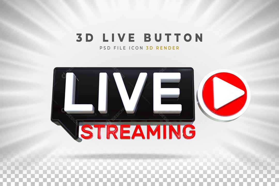 Live Stream Selo 3D para Composição PSD