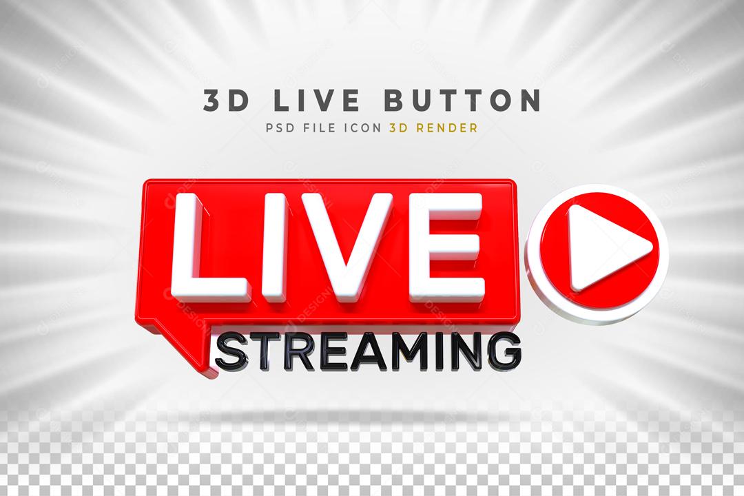 Live Stream Selo 3D para Composição PSD