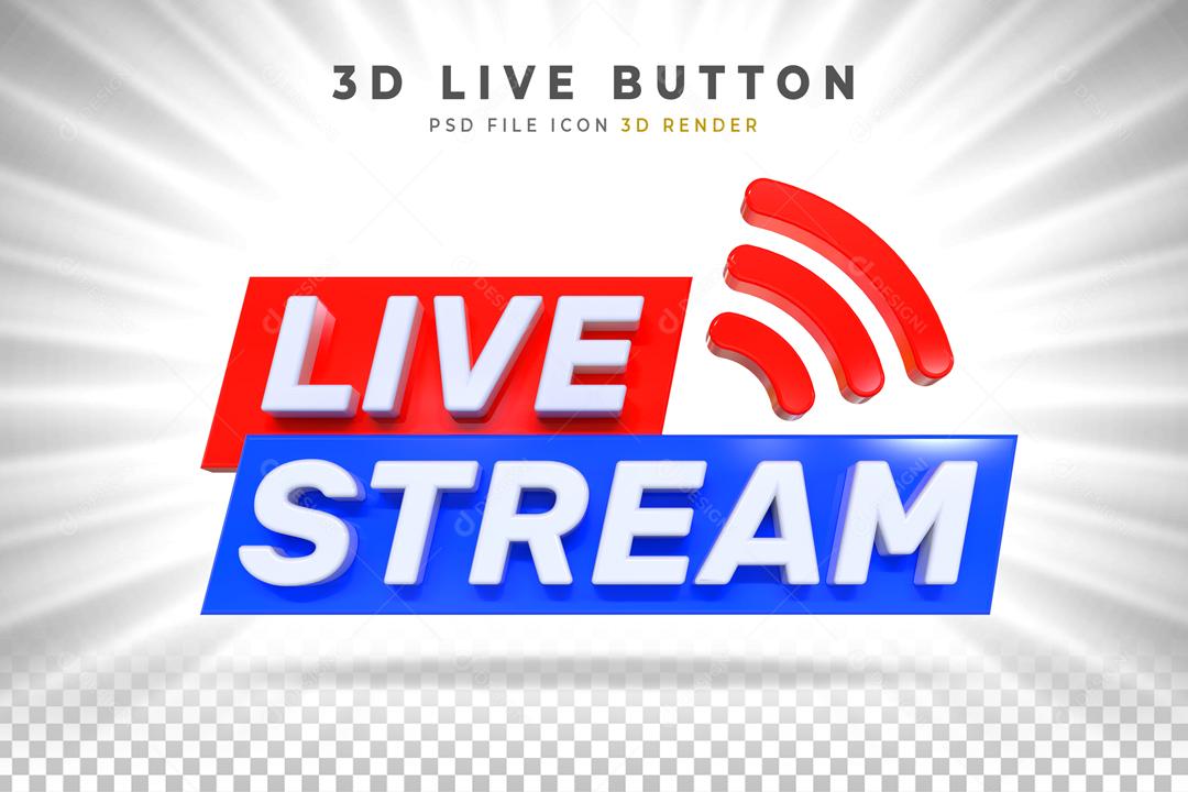 Live Stream Selo 3D para Composição PSD