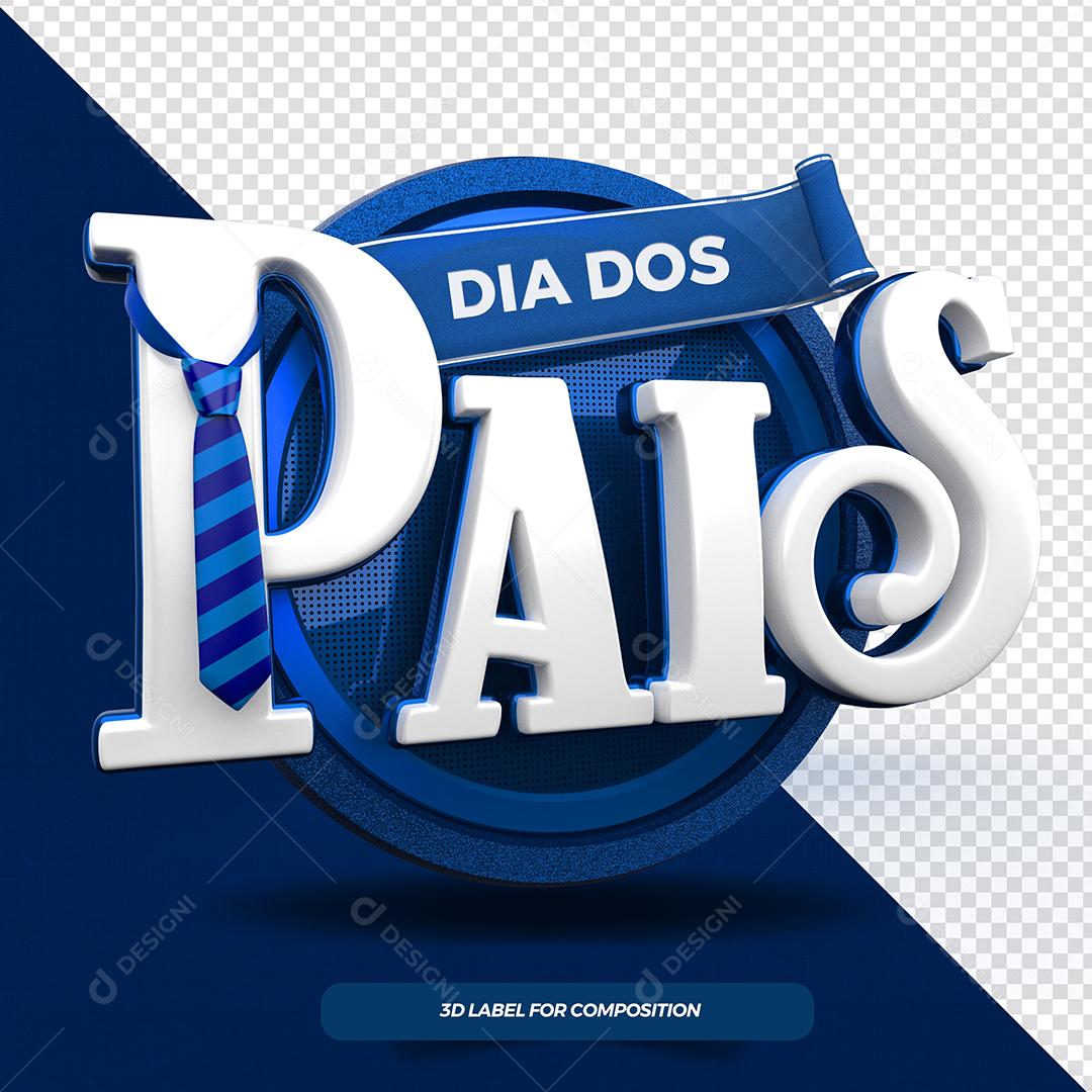 Dia dos Pais Selo 3D Branco para Composição PSD