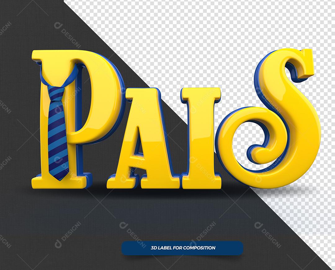 Pais Texto 3D Dourado para Composição PSD