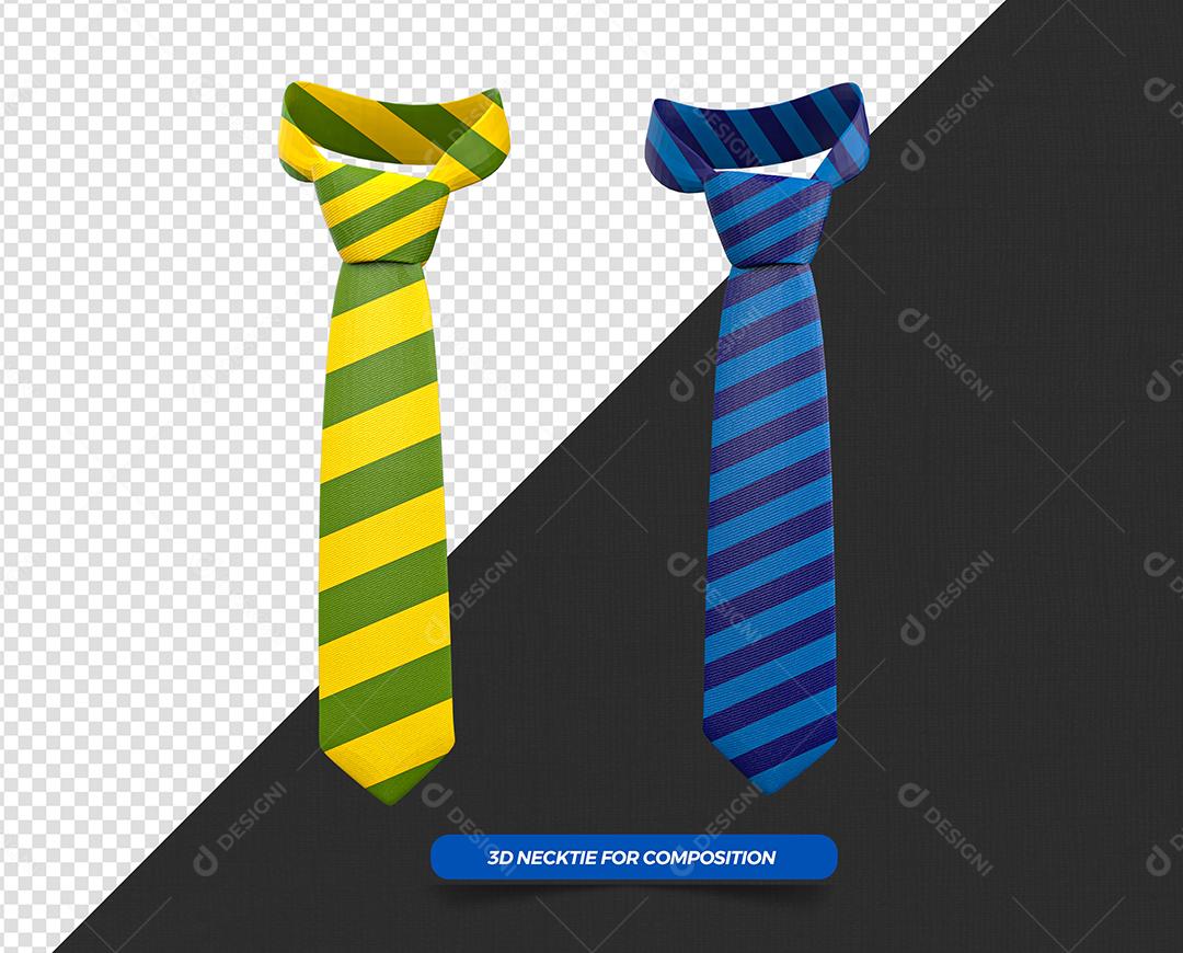 Gravatas do Dia dos Pais Elemento 3D para Composição PSD