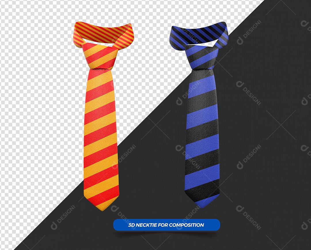 Elemento 3D Gravatas do Dia dos Pais para Composição PSD