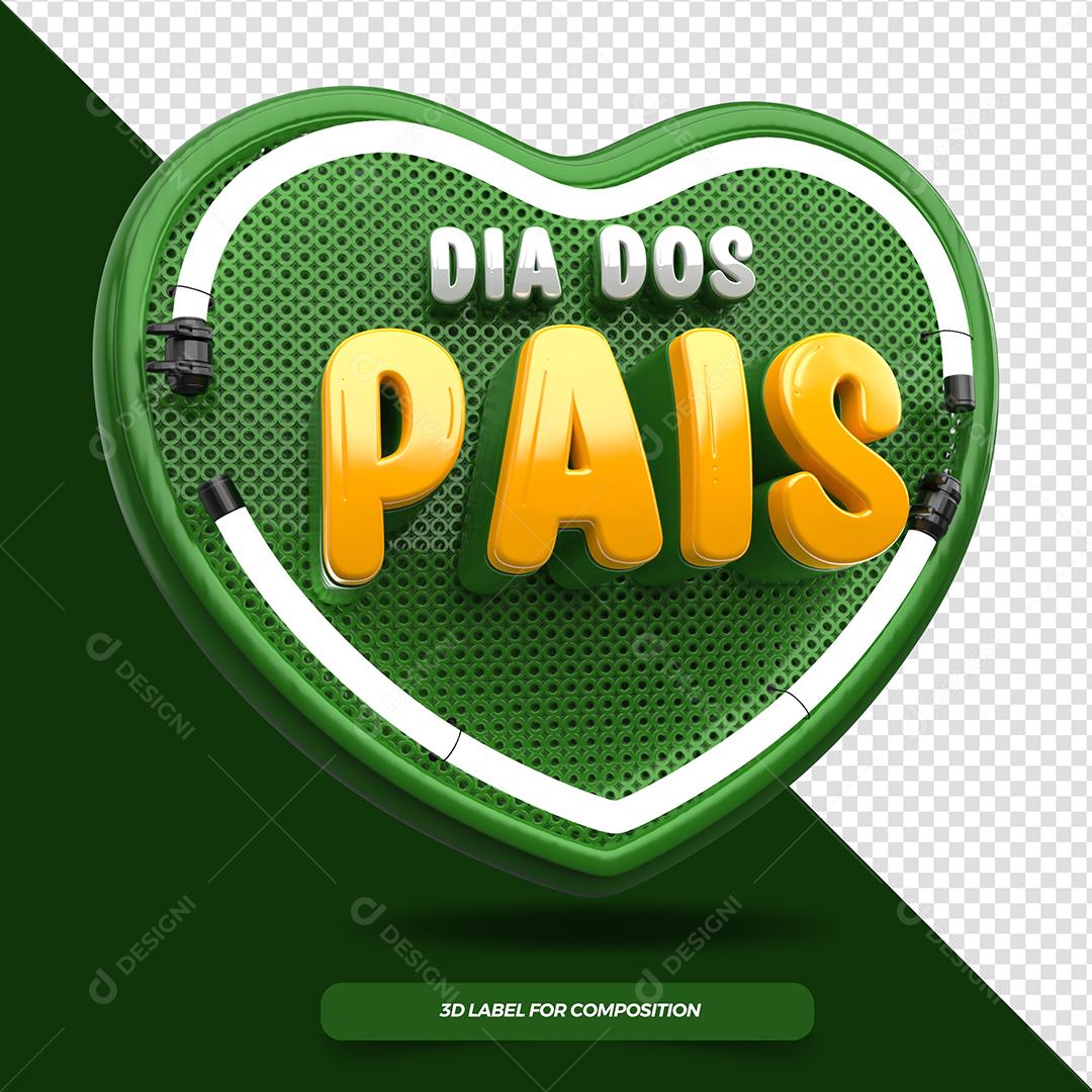 Selo 3D Dia dos Pais Verde para Composição PSD
