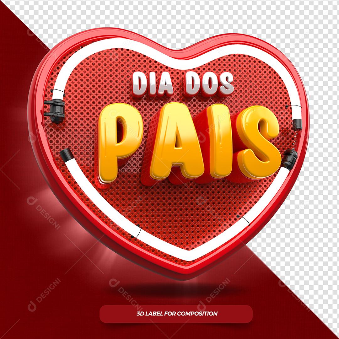 Selo 3D Dia dos Pais para Composição PSD