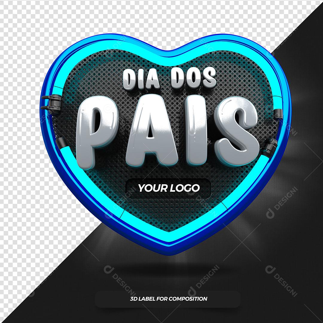 Selo 3D Dia dos Pais para Composição PSD