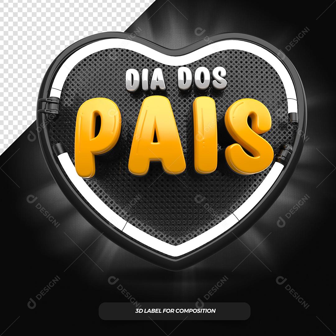 Dia dos Pais Selo 3D Preto Neon para Composição PSD