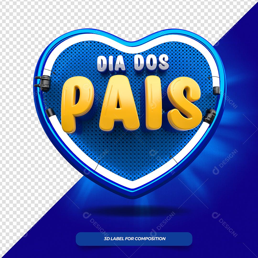 Dia dos Pais Selo 3D para Composição PSD