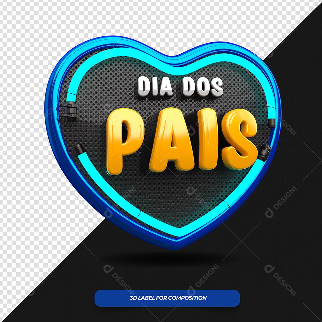 Selo 3D Dia dos Pais para Composição PSD