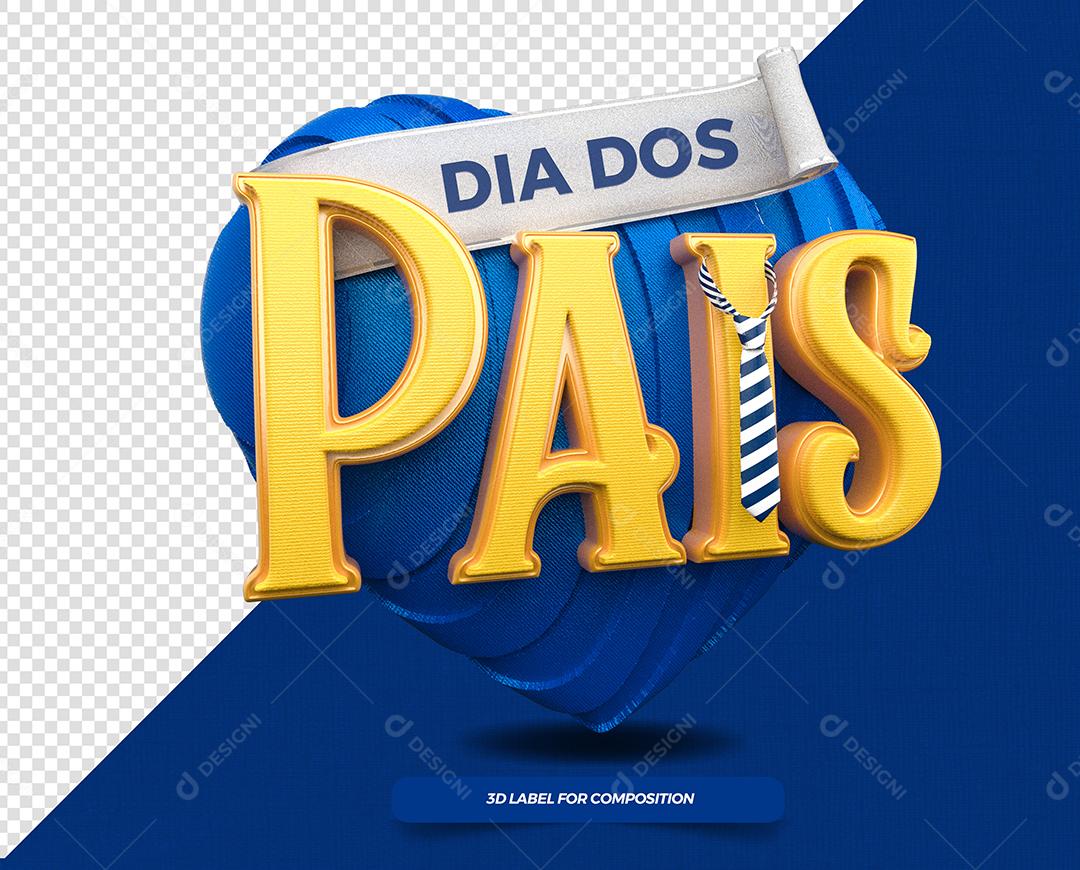 Dia dos Pais Selo 3D Amarelo para Composição PSD