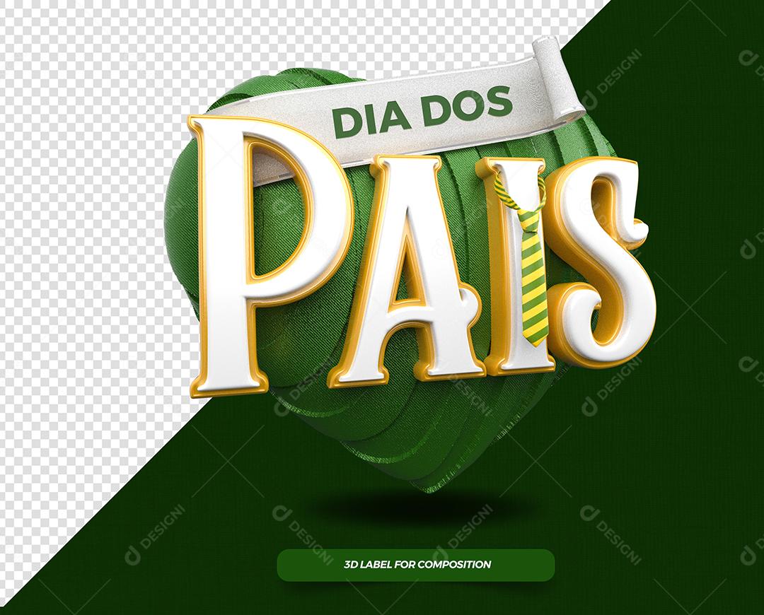 Dia dos Pais Selo 3D Verde para Composição PSD