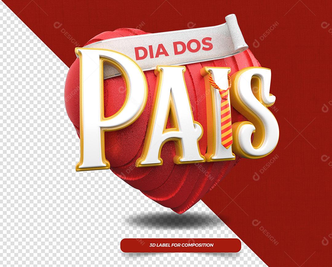 Dia dos Pais Selo 3D Vermelho para Composição PSD