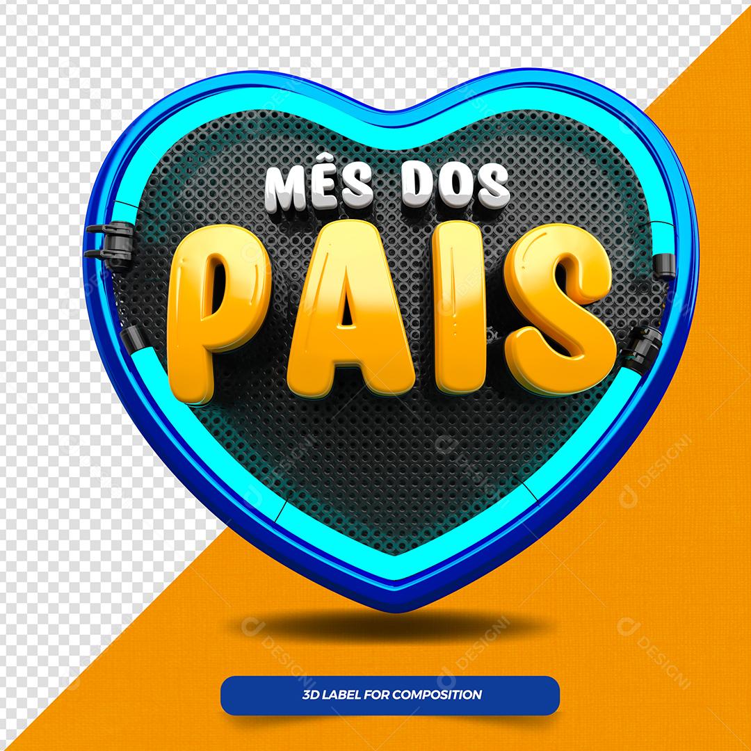 Mês dos Pais Selo 3D Branco e Laranjado para Composição PSD