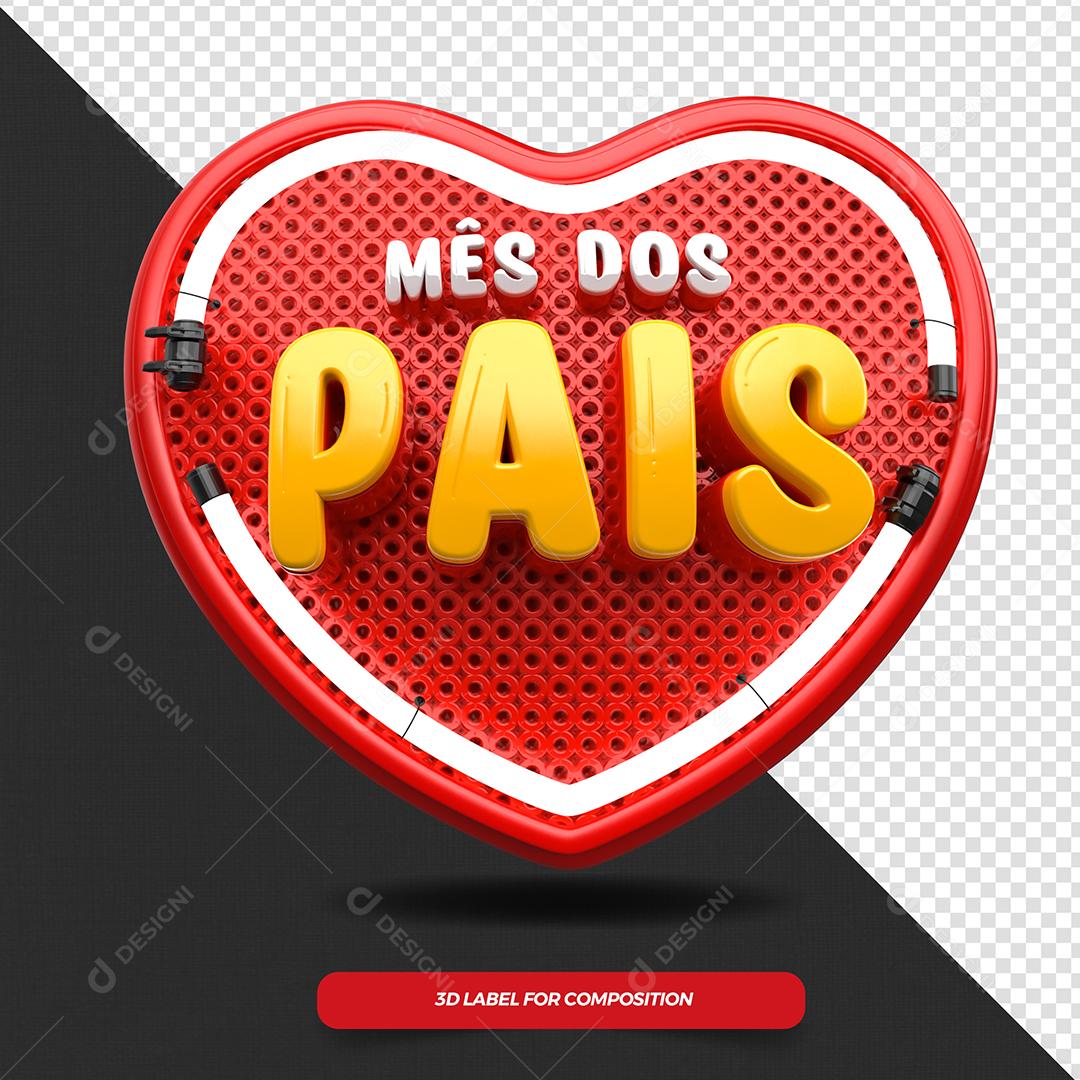 Mês dos Pais Selo 3D Vermelho para Composição PSD