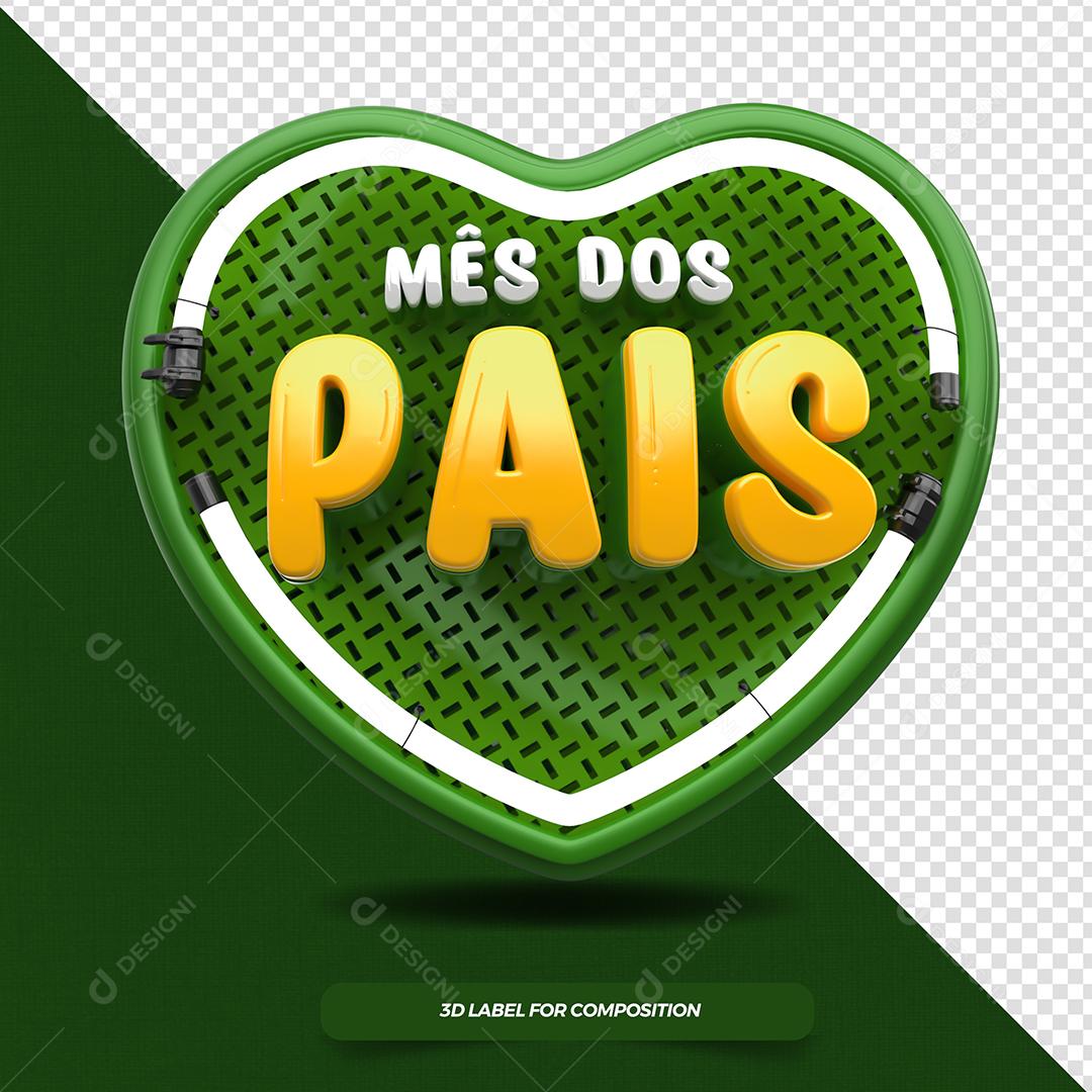 Mês dos Pais Selo 3D Verde para Composição PSD