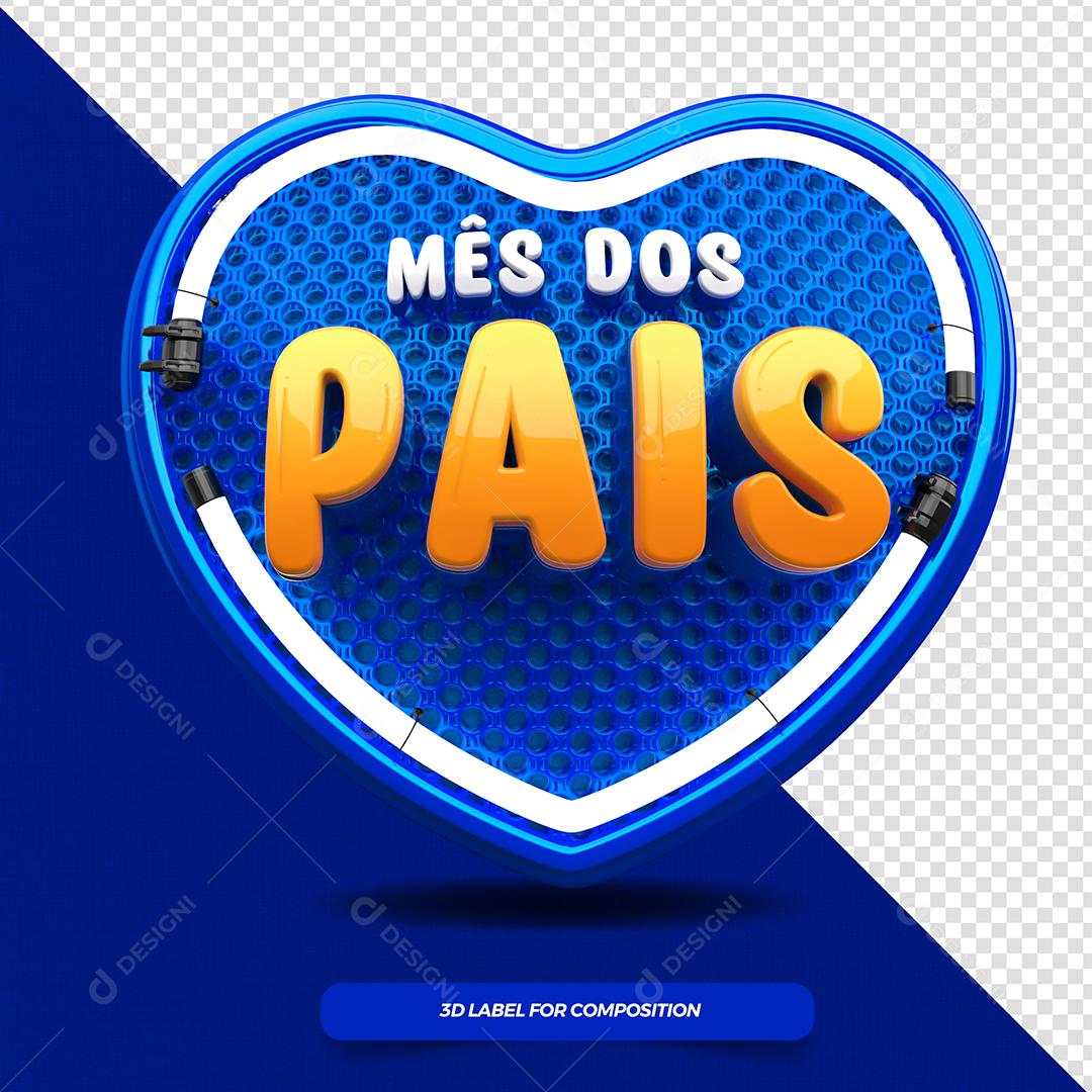 Mês dos Pais Selo 3D Azul para Composição PSD
