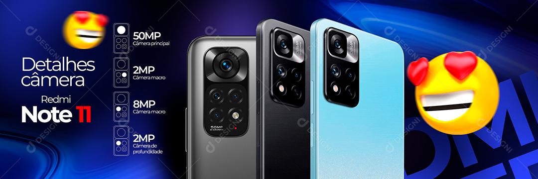 Social Media Loja de Eletrônicos Carrossel Celulares Ofertas Redmi Note 11 PSD Editável