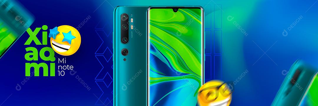 Social Media Loja de Eletrônicos Carrossel Celulares Xiaomi Note 10 PSD Editável