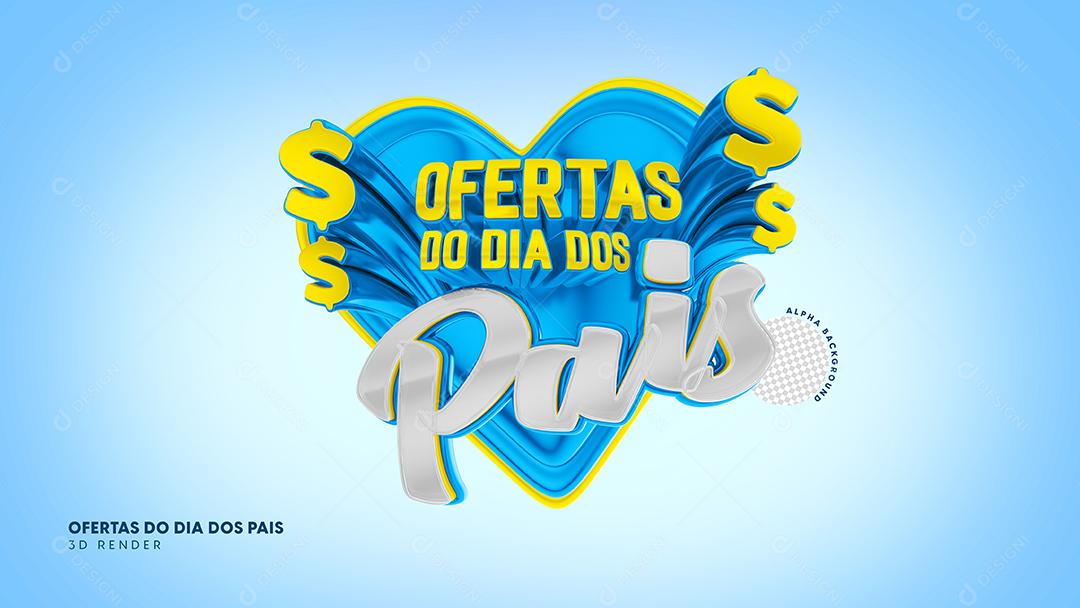 Ofertas do Dia dos Pais Selo 3D Amarelo e Branco para Composição PSD