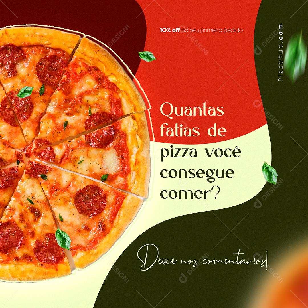 Social Media Pizzarias Quantas Fatias de Pizza PSD Editável