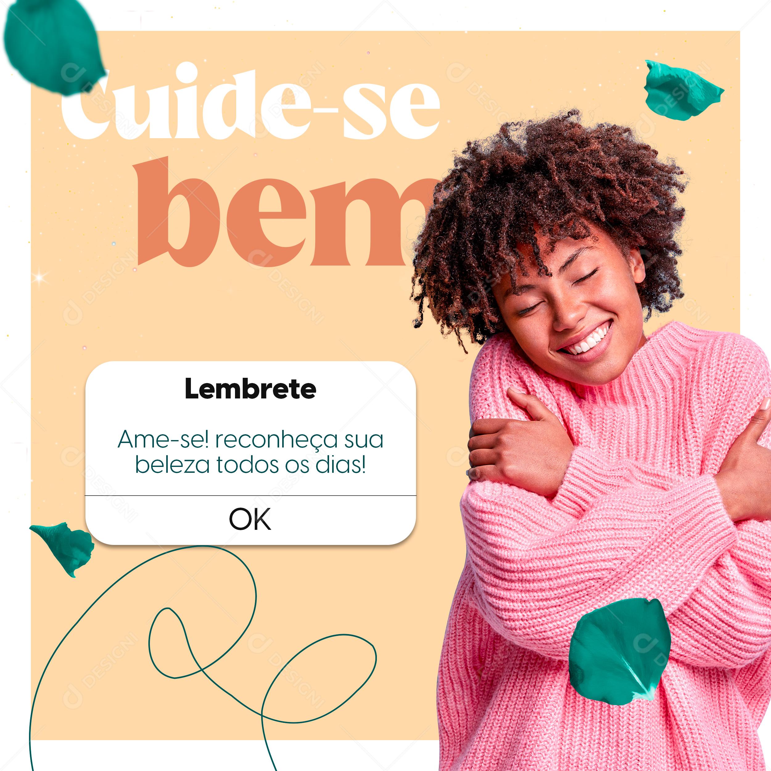 Social Media Cuide-se Bem Caixa de Lembrete PSD Editável