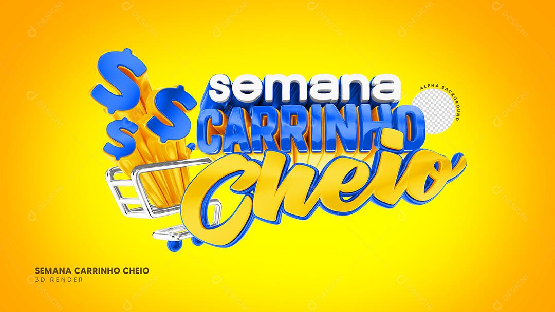 Semana do Carrinho Cheio Selo 3D Para Composição PSD